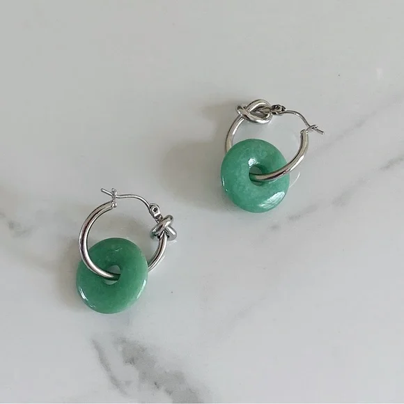 Jade earrings, Dangle Jade earrings, green jade earrings, Statement earrings - Picture 5 of 10